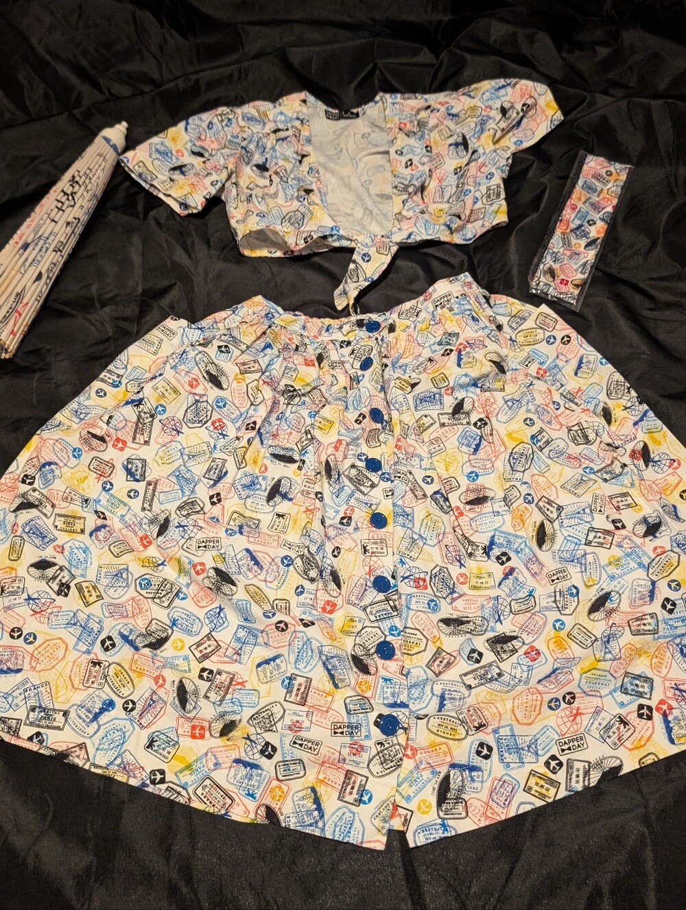 Disney / Dapper Day Top And Skirt Set With Satin Hair Tie And Parasol